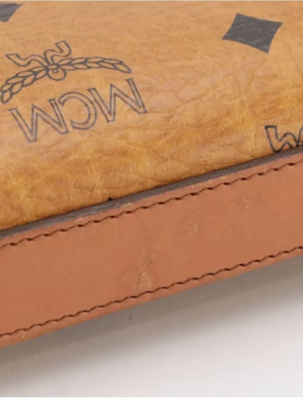 MCM Cognac Monogram Leather Briefcase with Gold-Tone Lock
